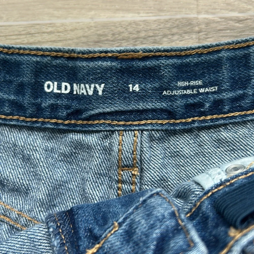 Old Navy High Rise Adjustable Waist Blue Jean Shorts size 14